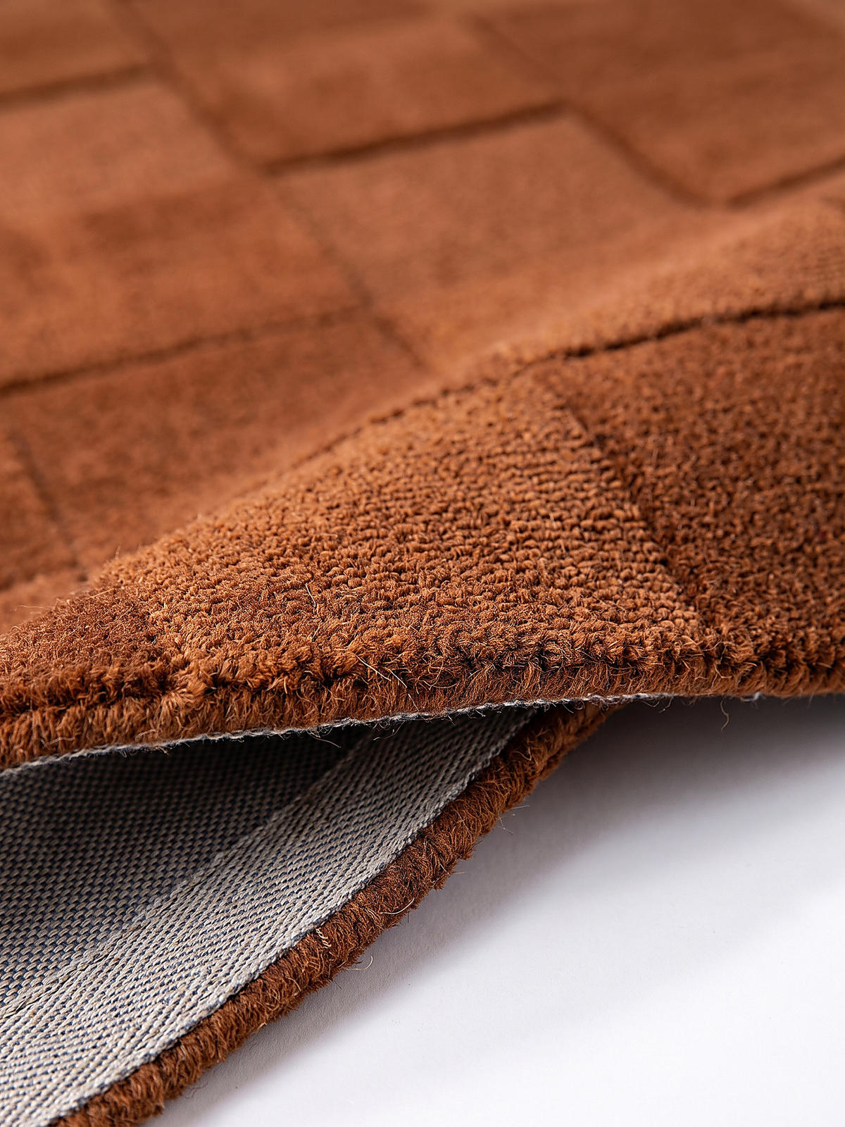 LÄUFER handgetuftet DEBEN, in Terrakotta, Schachbrettmuster, 60 x 230 cm - Orange, Textil (60/230cm) - KADIMA DESIGN