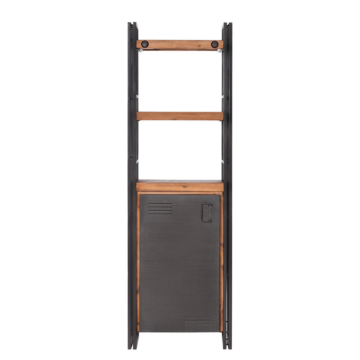 REGAL - 2 Fächer, 1 Tür, Akazie massiv / Metall - Akaziefarben, Holzwerkstoff (60/190/35cm) - home24