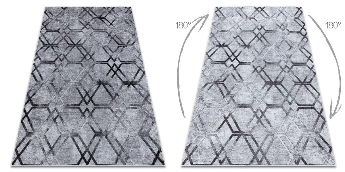 MIRO 51805.803 covor lavabil Geometric, spalier anti-alunecare - gri 80/150 cm - gri, material textil (80/150cm) - rugsX