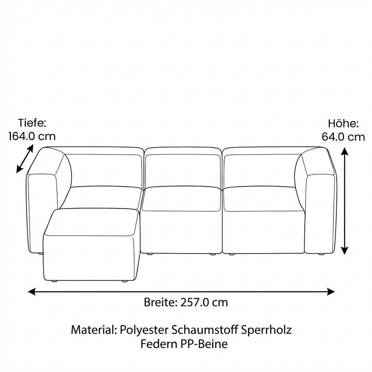 CHAISELONGSOFA Cubic Stoff Beige - Beige, Textil (257/257cm) - ebuy24