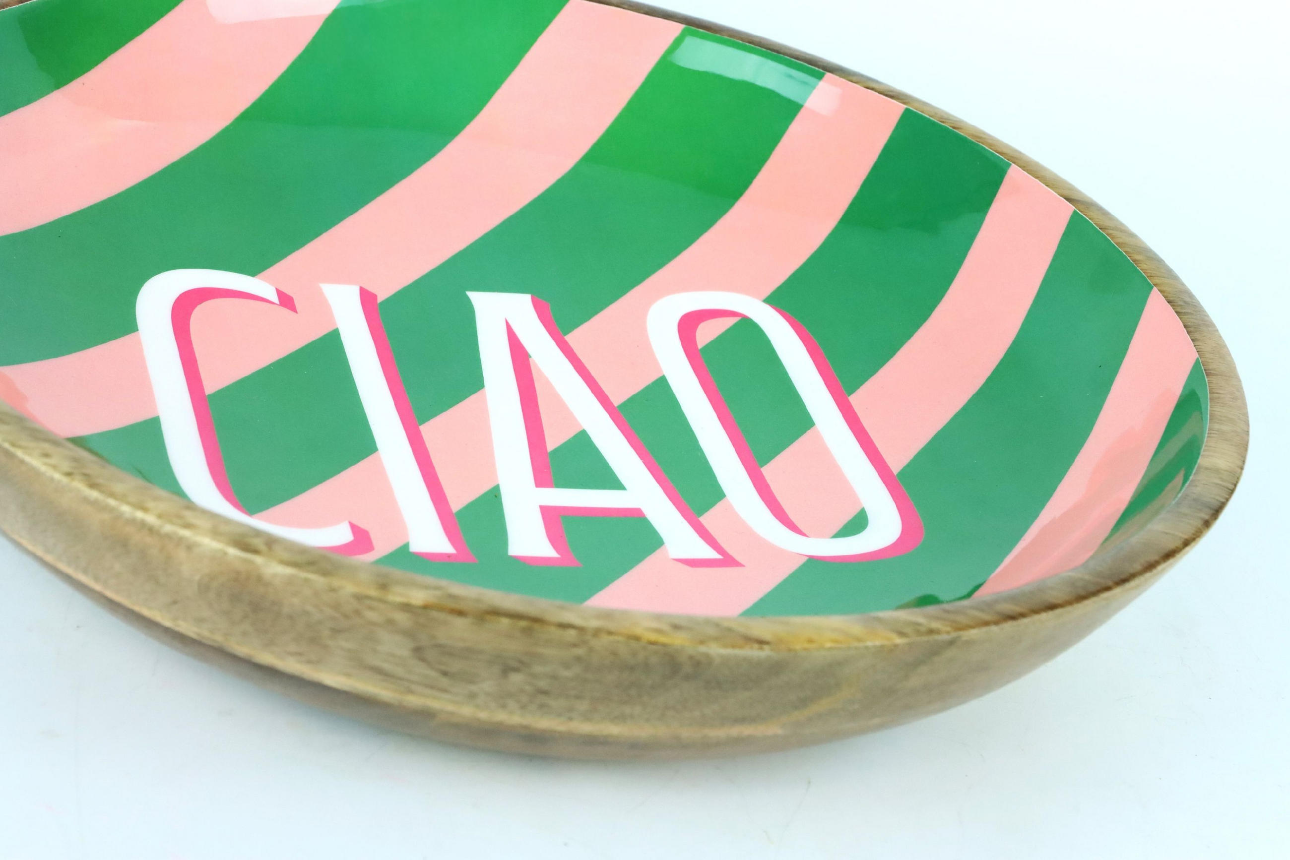 SCHALE Ciao aus Mangoholz - Silberfarben, Holz (7.6cm) - FURNARO