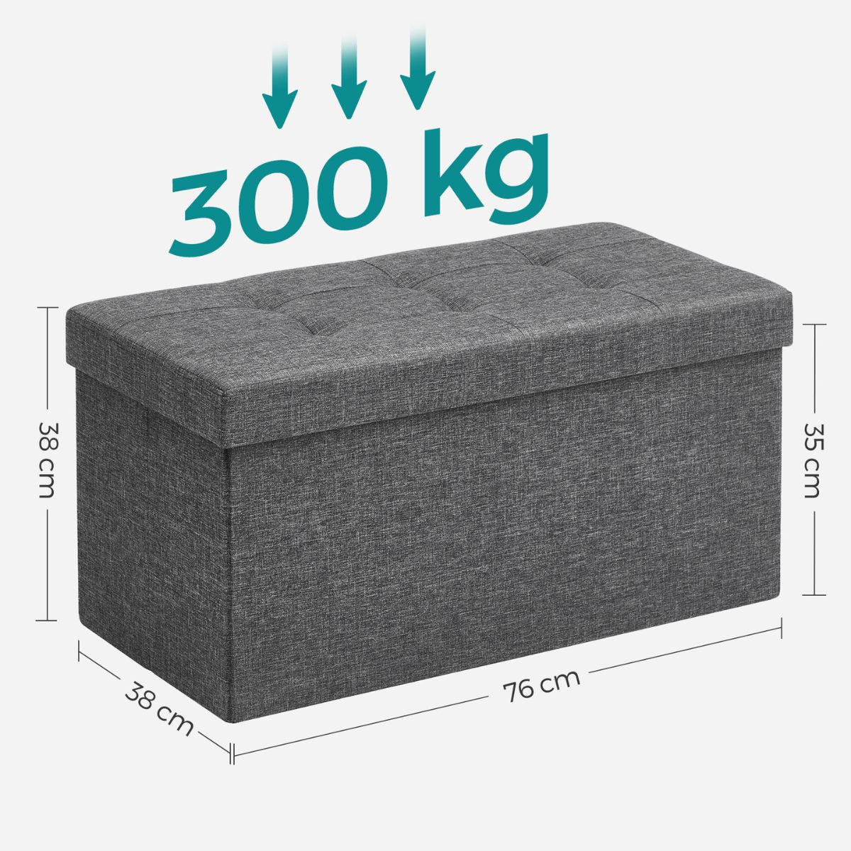 SITZBOX - L76 cm - Dunkelgrau, Holzwerkstoff (38/38/76cm) - Calicosy
