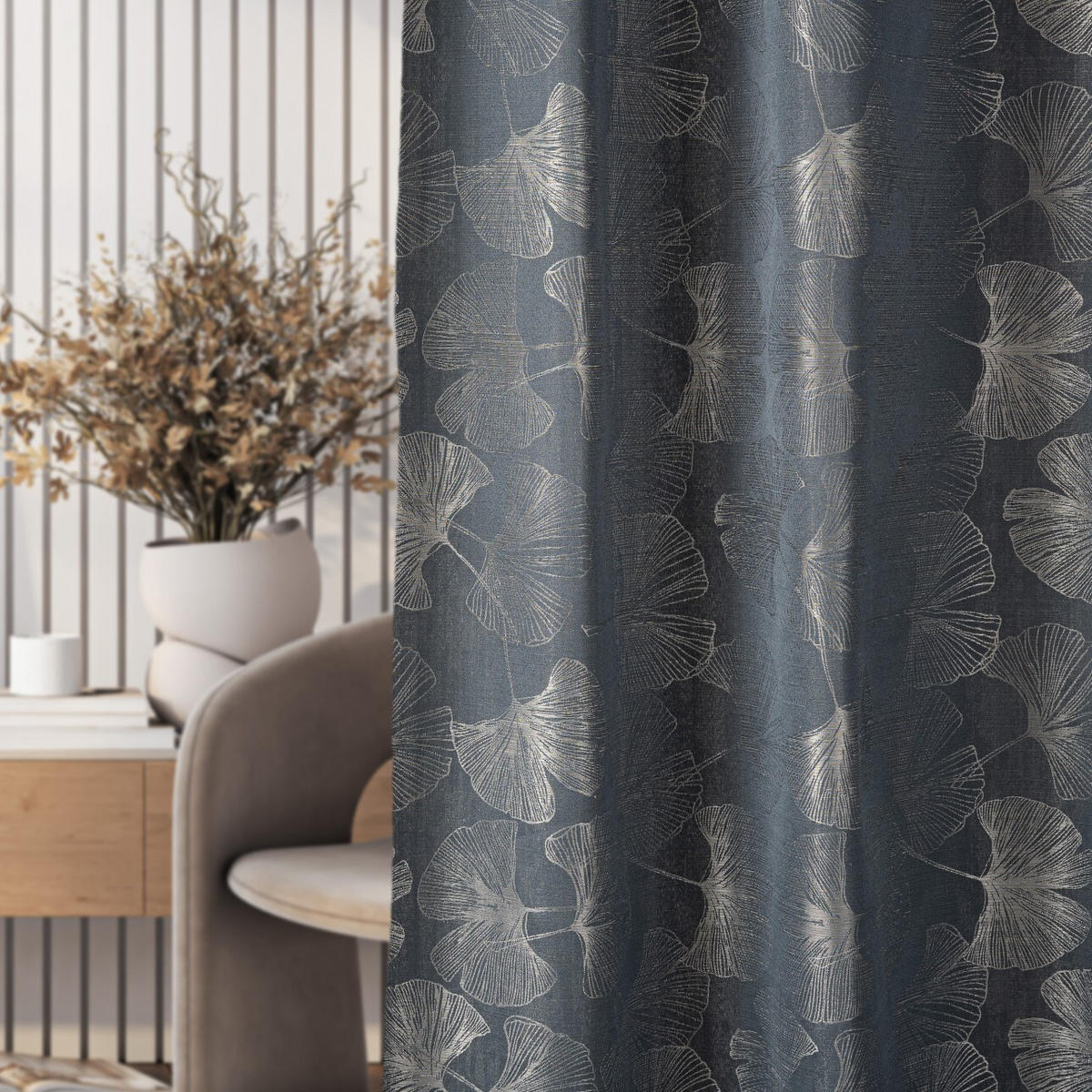 FERTIGVORHANG mit Faltenband 140x280cm - Schieferfarben, Textil (140/280cm) - Dekoria