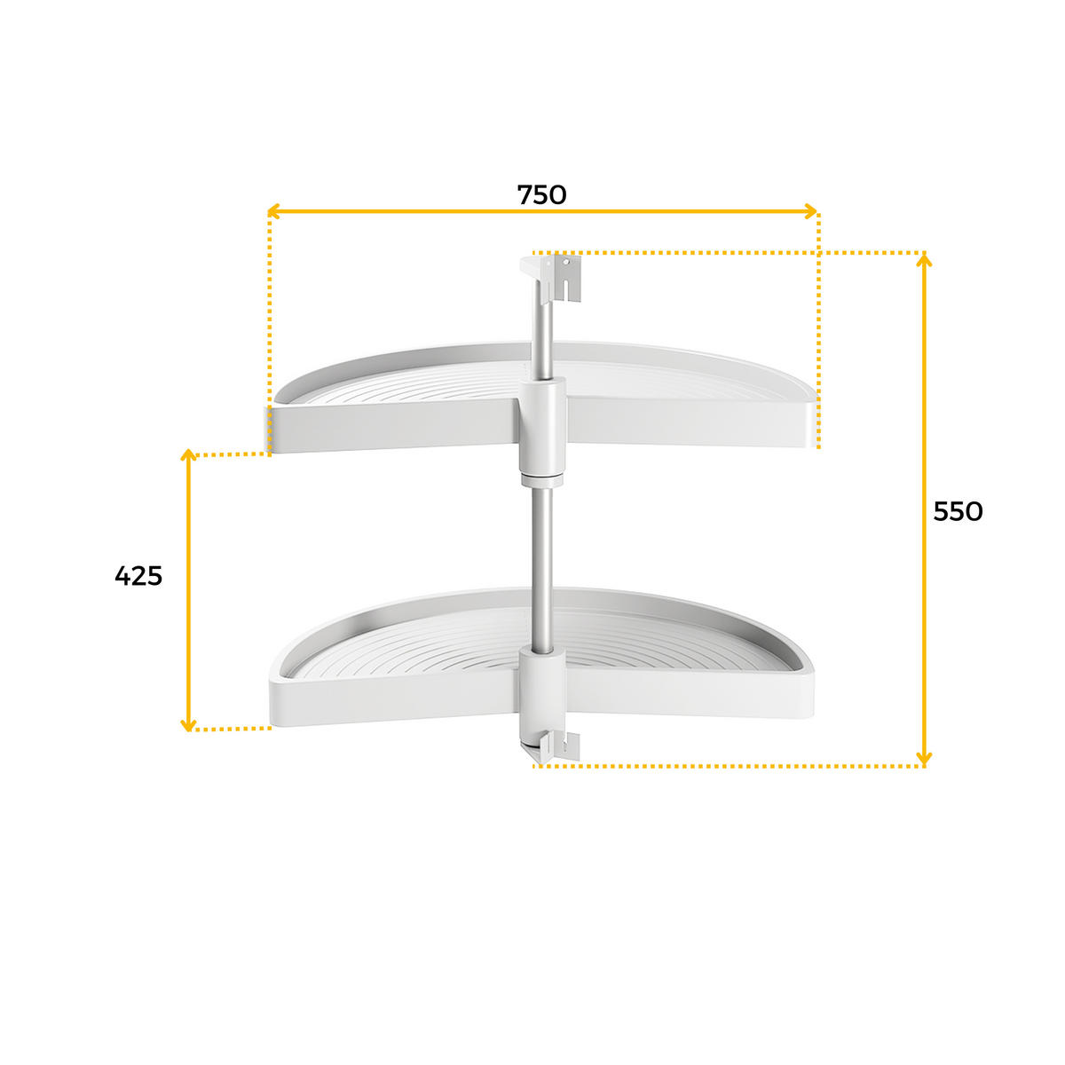 DREHPLATTEN Shelvo 1/2, für 900mm Modul, Kunststoff und Aluminium, weiss 2er-set - Weiß, Kunststoff (90/55/44cm) - EMUCA
