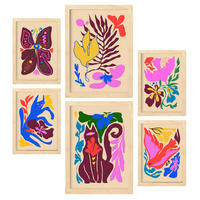 POSTER Set Mit 6 Malerische Tierästhetik Größe A3 & A4 Rahmen aus hellem Holz - Beige, Papier (29.7/1cm) - Nacnic