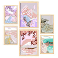 POSTER Set Mit 6 Stille Natur A3 & A4 Rahmen Aus Hellem Holz - Beige, Papier (29/3cm) - Nacnic
