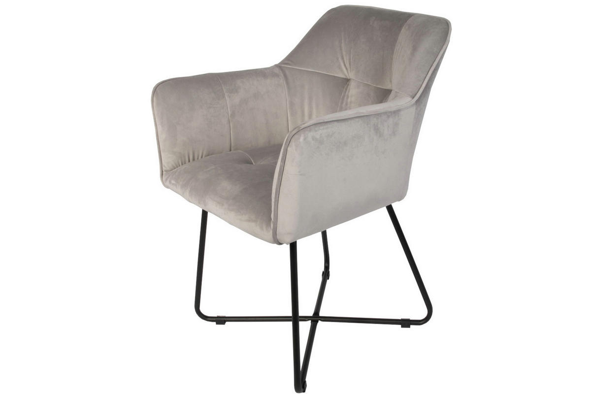 ARMLEHNSTUHL KIRIN - Schieferfarben/Anthrazit, Textil/Metall (42/86/44cm) - SAM