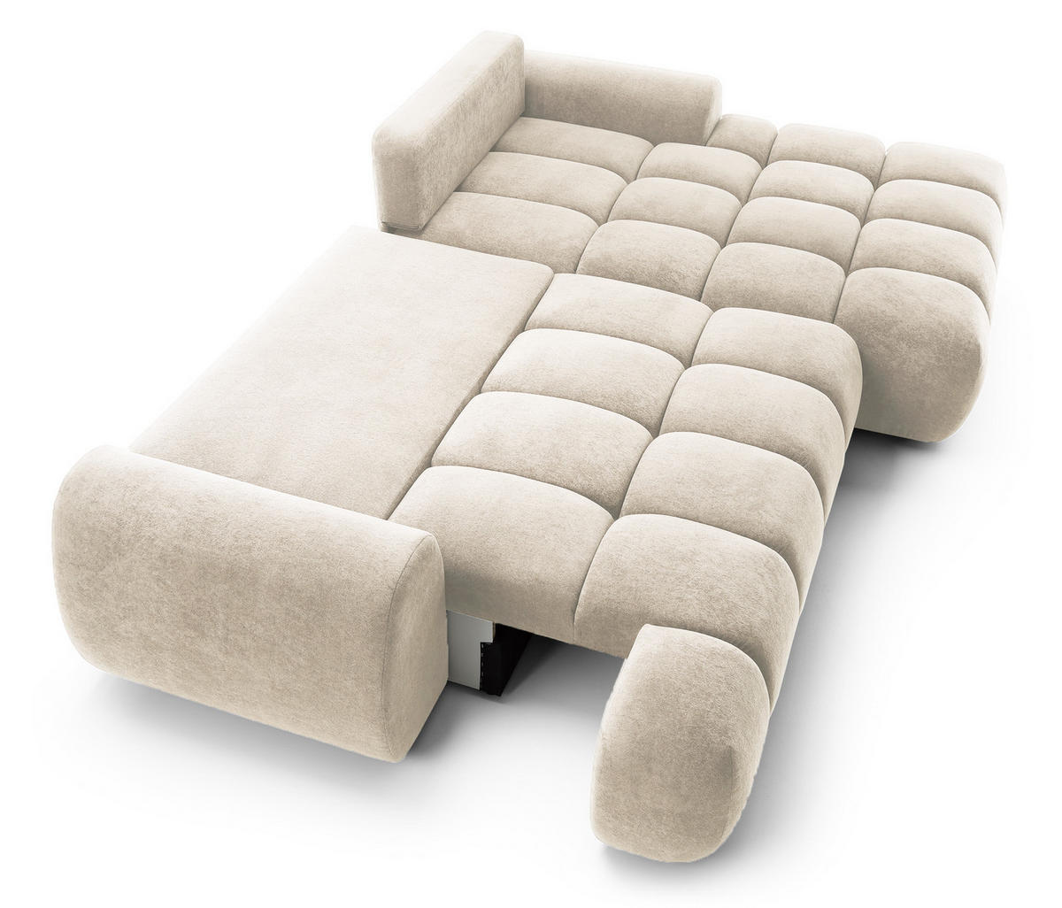 ECKSOFA 280 cm Valerio mit Bettkasten, 280 cm, Rechts, Schlaffunktion, Vanille - Ecru, Holz (177/280cm) - Emporius