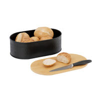BROTKASTEN - Schwarz, Holz/Metall (33.5/12/18cm) - Relaxdays