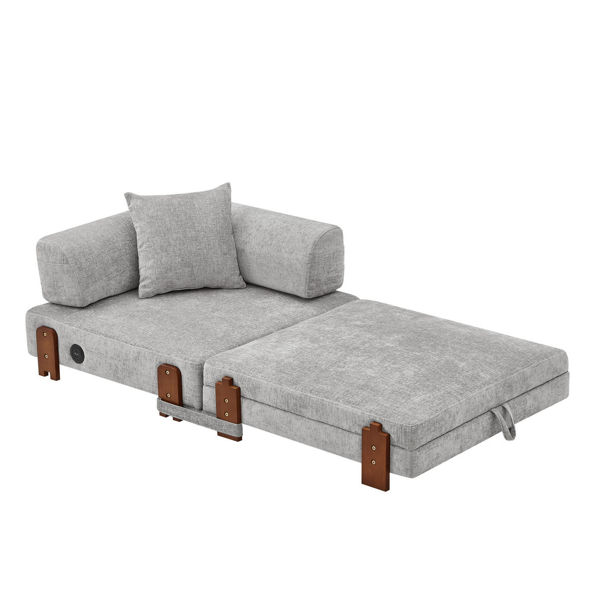 SCHLAFSOFA klappbar 2-in-1 Stoff Light Grey - Hellgrau, Textil (170.5/48/84cm) - Meubliv