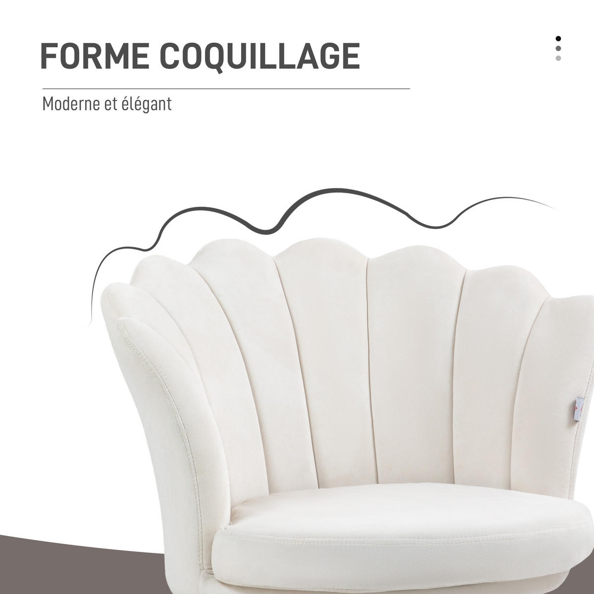 ARMLEHNSTUHL DE-13229 Muschelform & goldene Metallfüße Creme - Creme, Metall (64/77/67cm) - ComfortXL