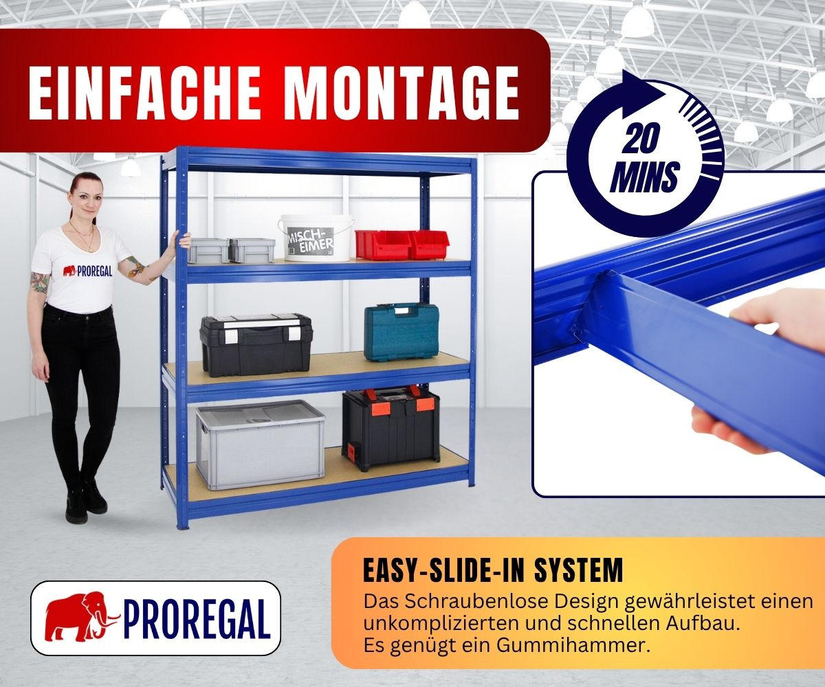 SCHWERLASTREGAL Dino 180x160x60 cm Fachlast 600 kg Blau - Blau, Metall (160/180/60cm) - PROREGAL
