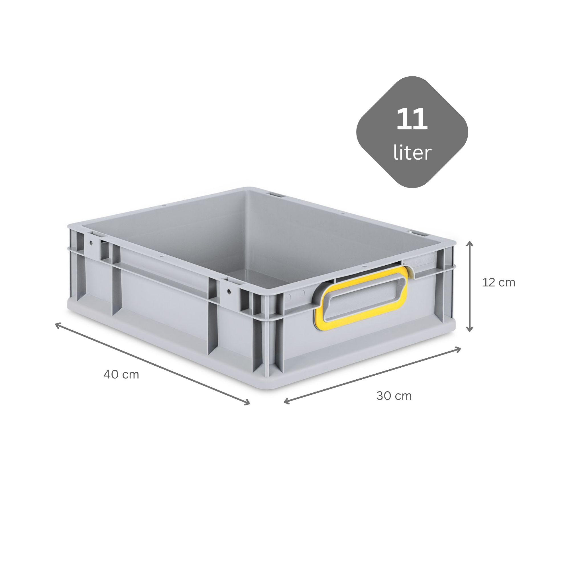 EUROBOX 5x Nextgen Color 12x30x40cm 11 Liter Griffe Gelb Geschlossen - Gelb, Kunststoff (30/12/40cm) - PROREGAL