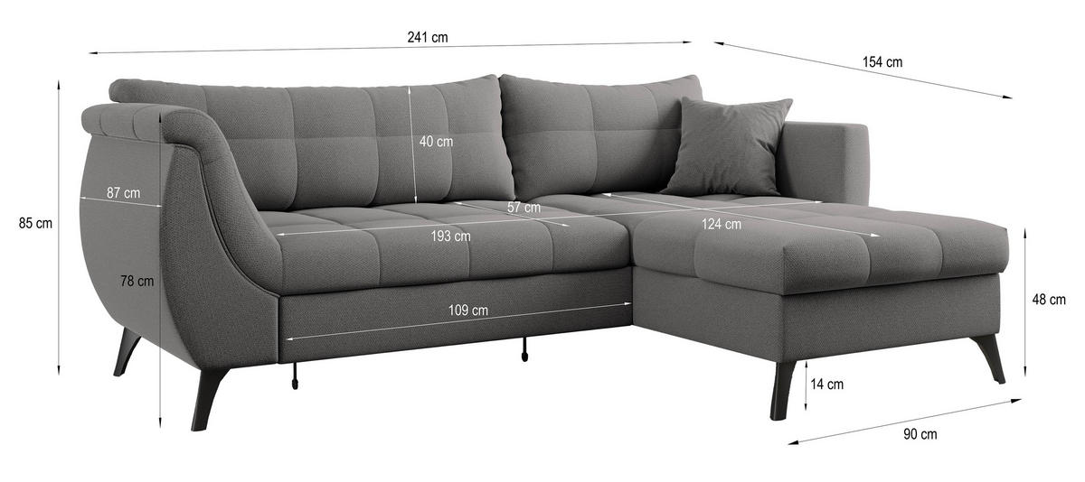 ECKSOFA MOLLIS Blau Geflochtener-Stoff mit Schlaffunktion - Blau, Holz (241/154cm) - MASSENO