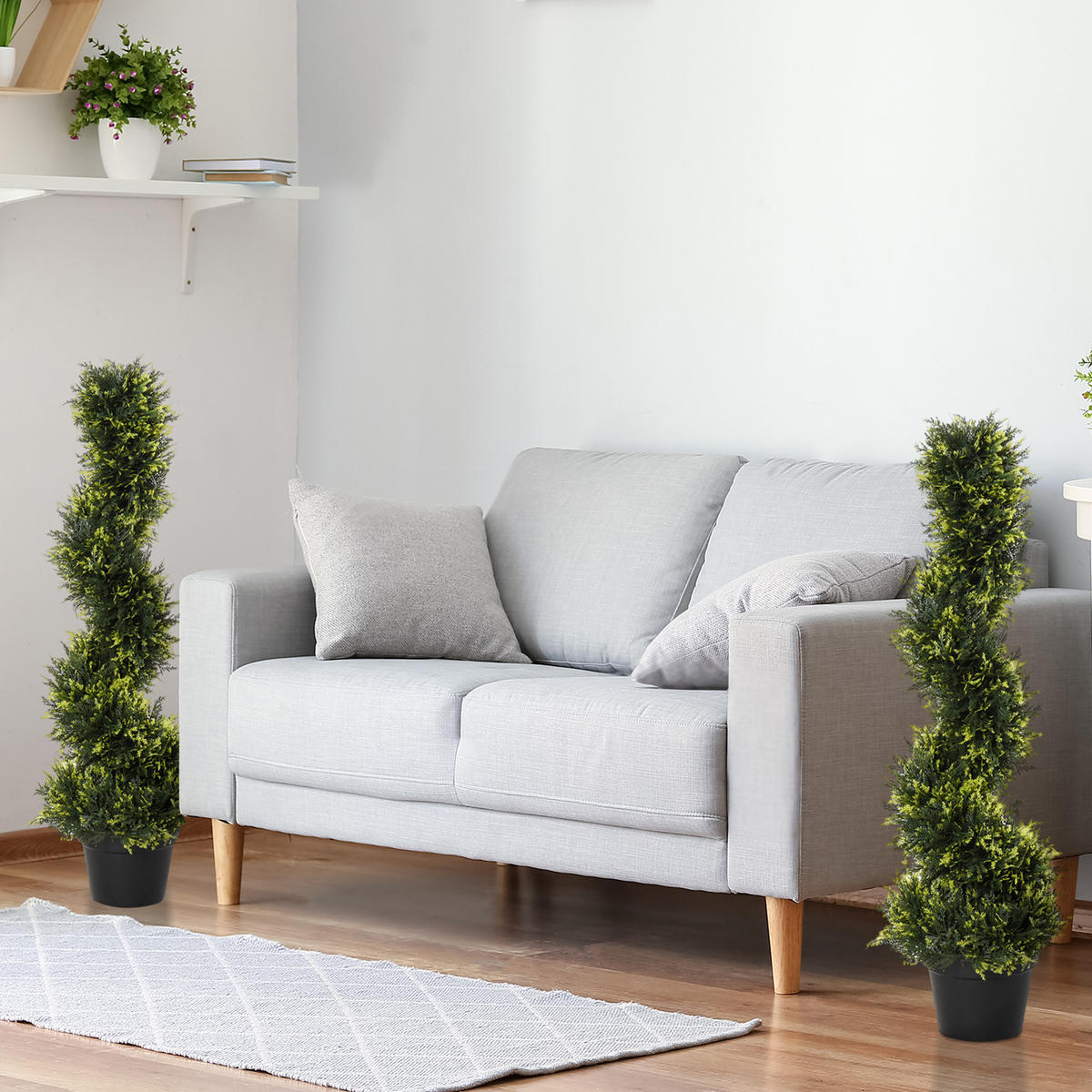 KÜNSTLICHE ZEDERNBAUM 2er Set, groß 90 cm - Grün, Kunststoff (90cm) - Outsunny