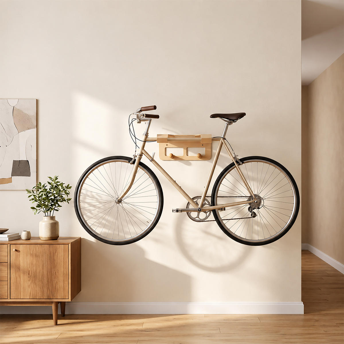 FAHRRADWANDHALTERUNG Weiß 3-in-1 - Weiß, Metall (35/9.5/30.5cm) - Relaxdays