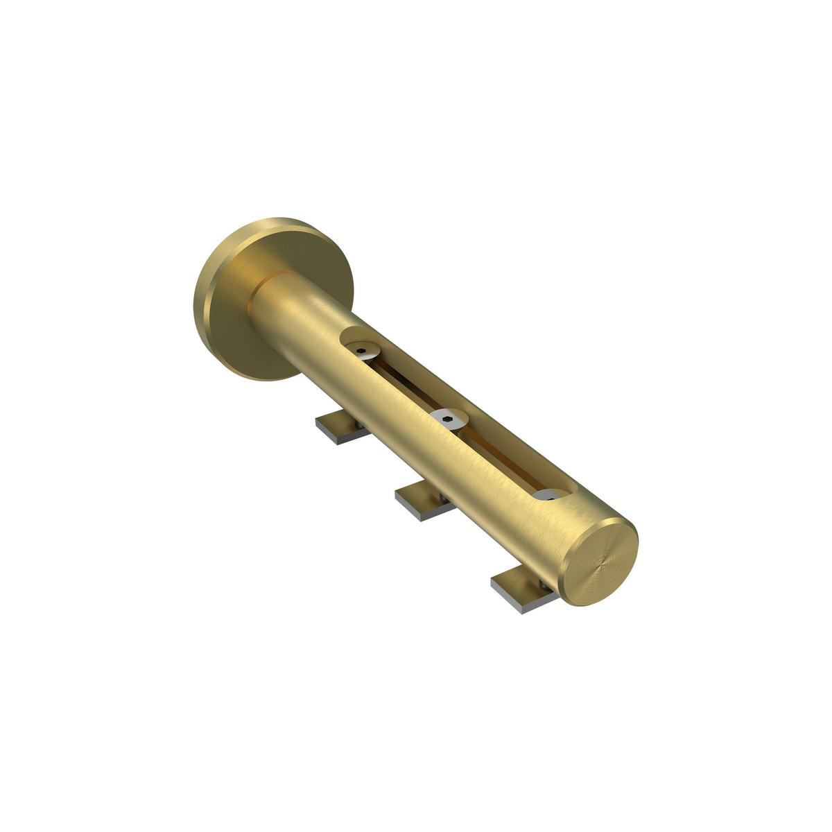 TRÄGER FÜR INNENLAUFSTANGEN 20 mm Ø, Siteno Langloch 1 bis 3-läufig, Messing-Optik - Messingfarben, Metall (13/4/4cm) - INTERDECO