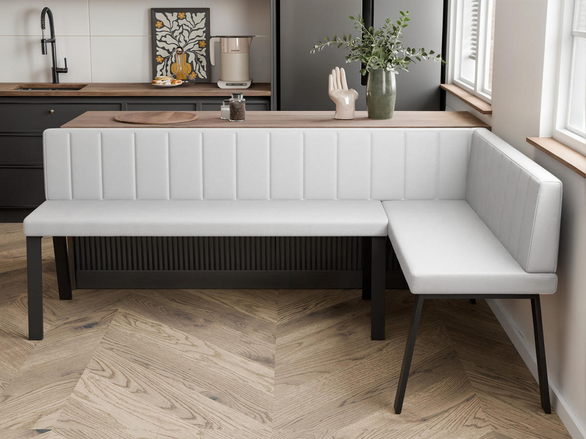 ECKBANK rechts MONO Y Kunstleder gesteppt, 142/196 cm Weiß - Weiß, Kunststoff/Textil (142/196cm) - Idohome