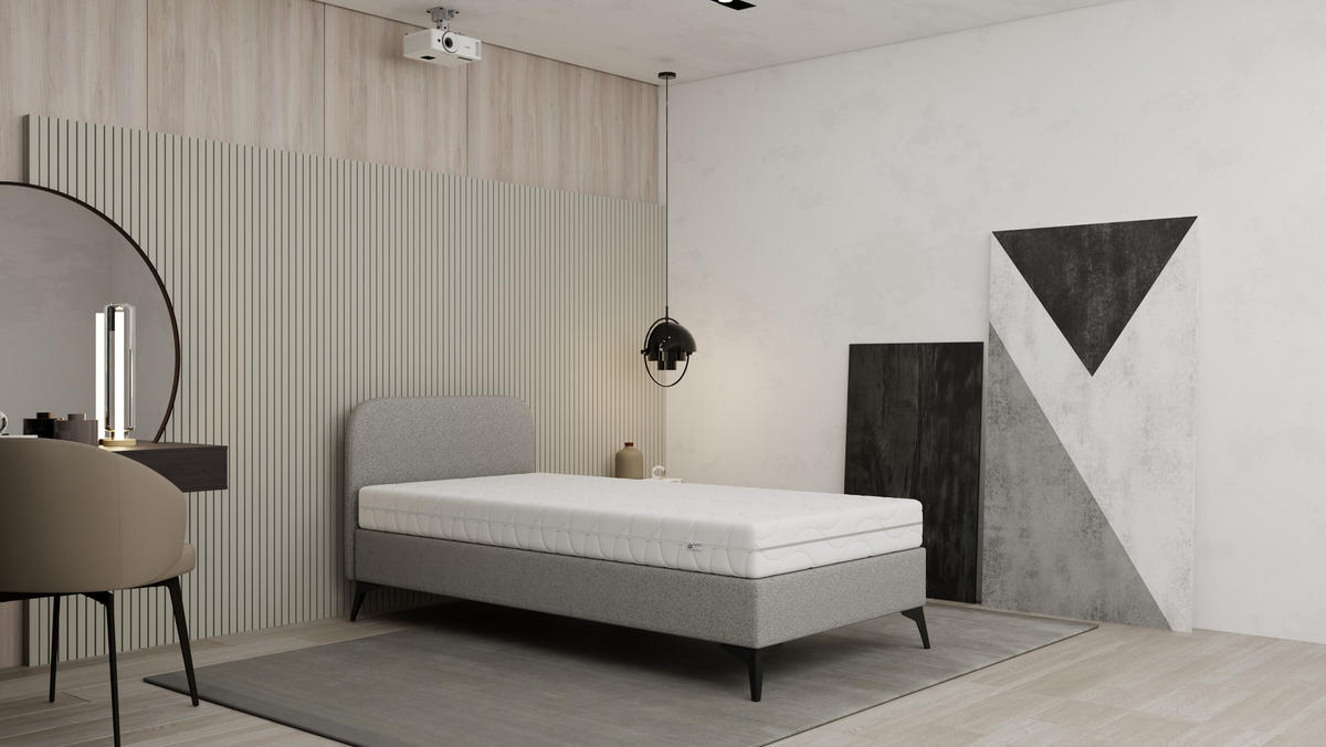 POLSTERBETT Mavilo 100 x 200 cm mit Bettkasten und Lattenrost ohne matratze - grau - Grau, Holz (100/200cm) - Panda Möbel