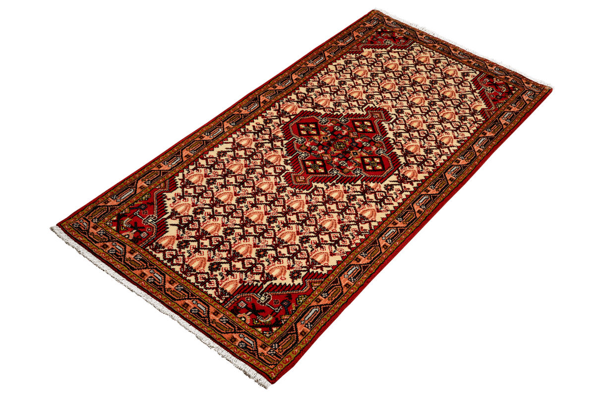 LÄUFER Orient handgeknüpft Assadabad Beige, Rot 195/80 cm Schurwolle - Beige/Rot, Textil (80/195cm) - Looma