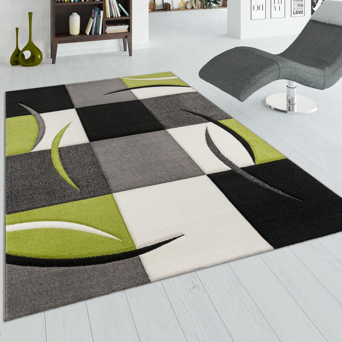 KURZFLOR-TEPPICH DIAMOND 665 GRÜN 200X290 - Grün, Kunststoff (200/290cm) - Paco Home