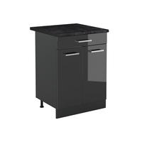 DULAP DE BAZĂ DE BUCĂTĂRIE R-Line, Antracit lucios ridicat/antracit, 60 cm cu sertar стільниця Антрацит - negru cu luciu intens/antracit, compozit lemnos (60/81.6/60cm) - Vicco