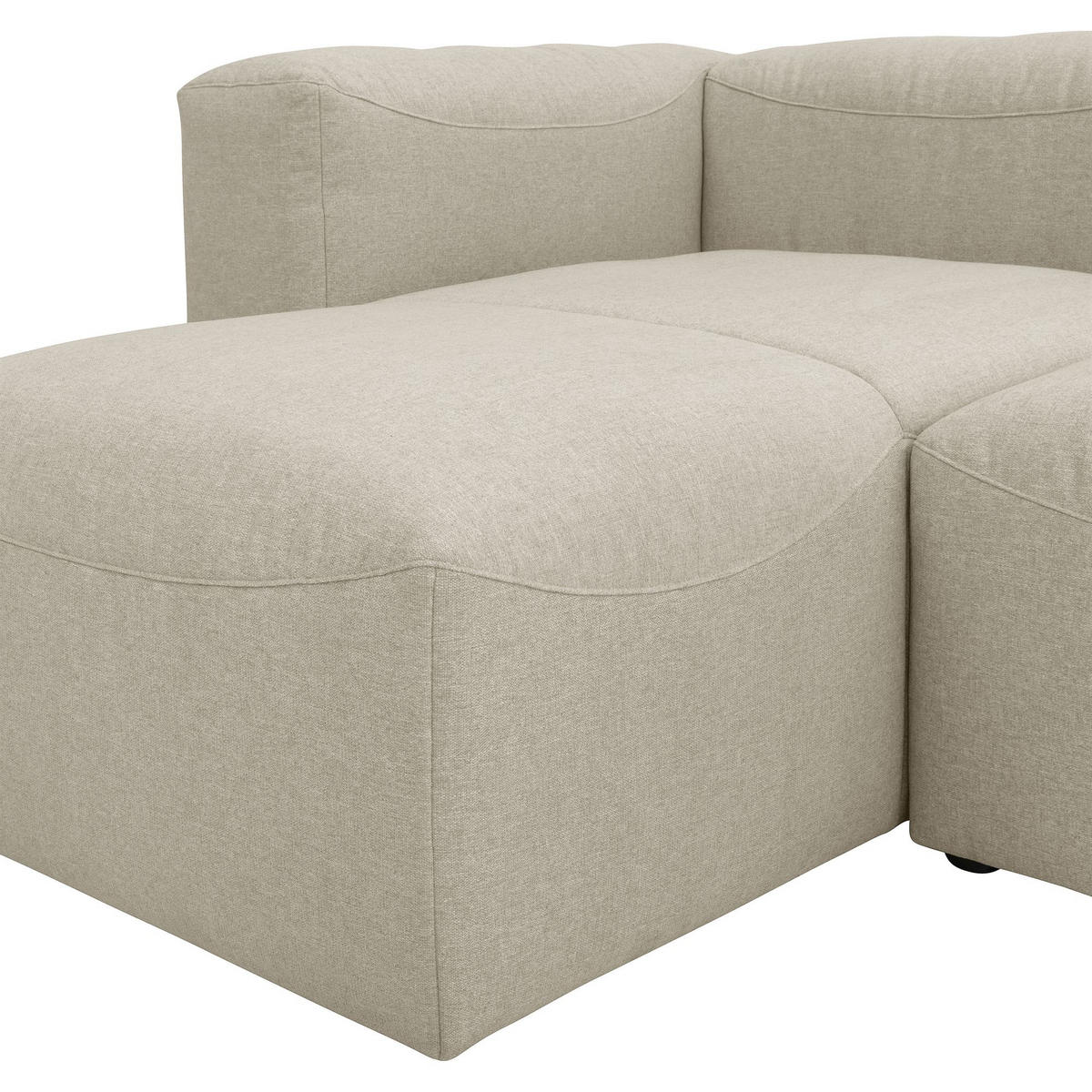ECKSOFA mit Hocker rechts Kattrina Flachgewebe creme - Creme, Kunststoff (160/250cm) - 58aufmkessel
