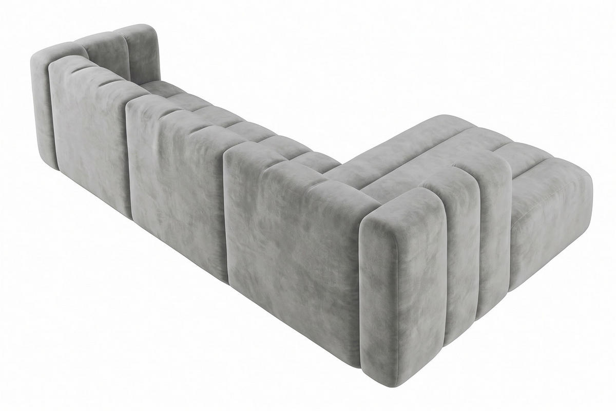 ECKSOFA Modulares In L-Form, Velvet-Stoff Riviera, Grau, Rechts, GRAND 318 cm - Grau, Holz (318/179cm) - Kaiser Möbel
