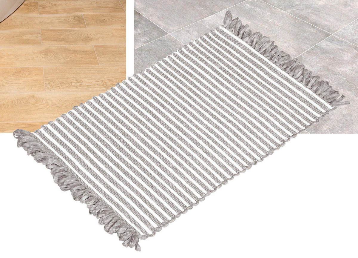 HANDGEWEBTER Läufer 50x70 cm Beige Grau - Graubraun, Naturmaterialien/Textil (50/70cm) - Lashuma