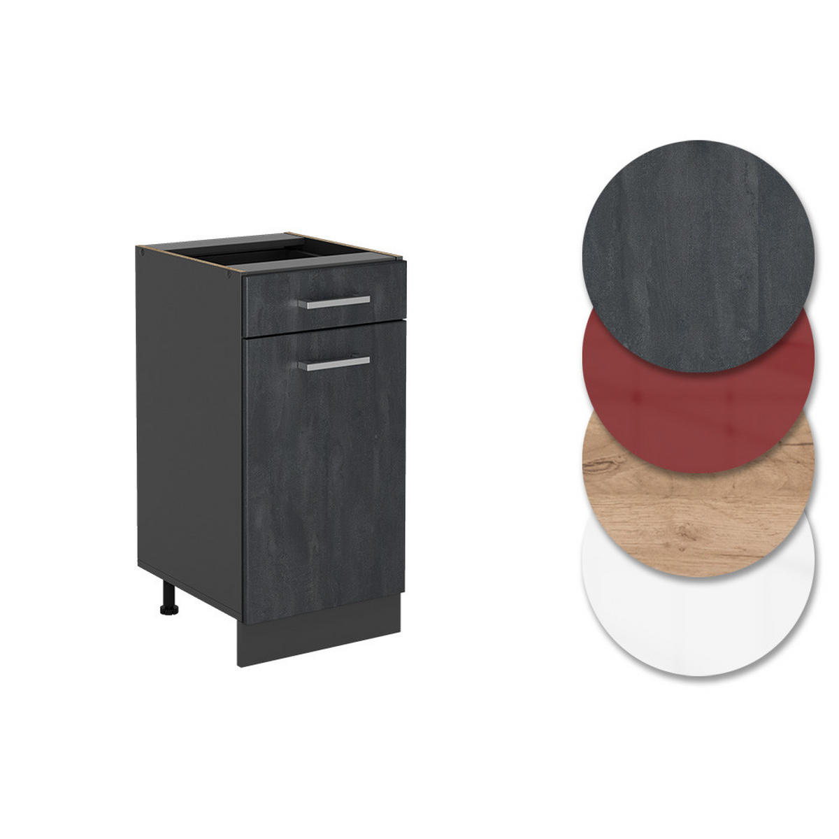 KÜCHENUNTERSCHRANK R-Line Schwarz Beton 40 cm ohne Arbeitsplatte - Anthrazit/Schwarz, Holzwerkstoff (40/81.6/46cm) - Vicco