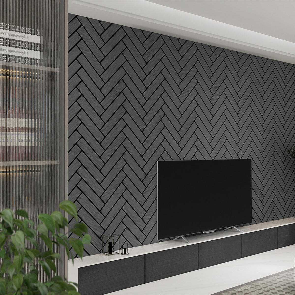 AKUSTIKPANEEL VEGA - Black Oak - Schwarz, Holz/Textil (40.5/80/2.2cm) - Home Deluxe