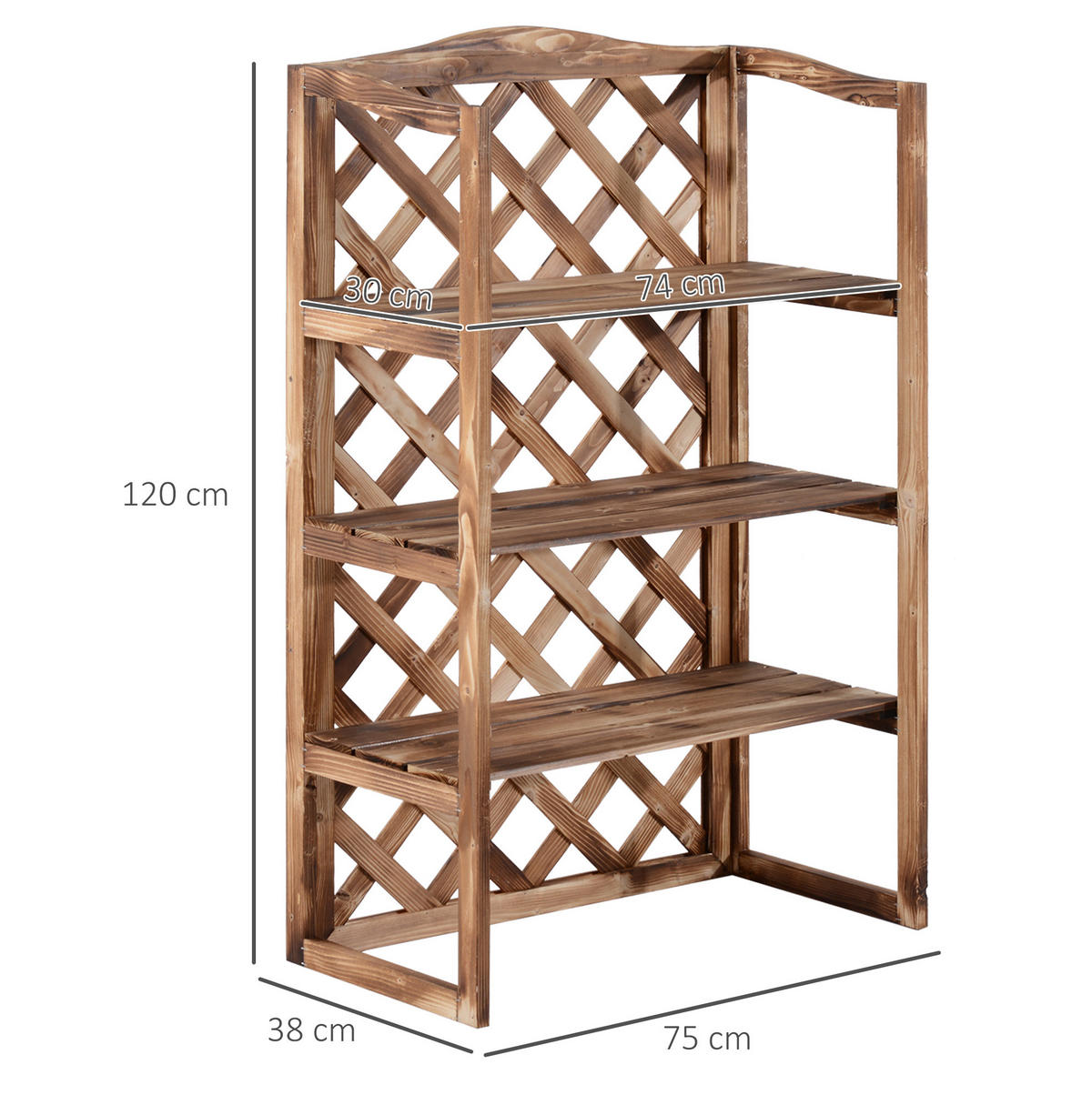 GARTENREGAL aus Tannenholz 75x38x120 cm in Natur mit 3 Etagen - Naturfarben, Holz (38/120/75cm) - Modfu