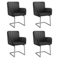 ESSZIMMERSTÜHLE 4er Schwarz Kunstleder Metallbeine modern - Schwarz, Leder (57/86/56cm) - FLIEKS