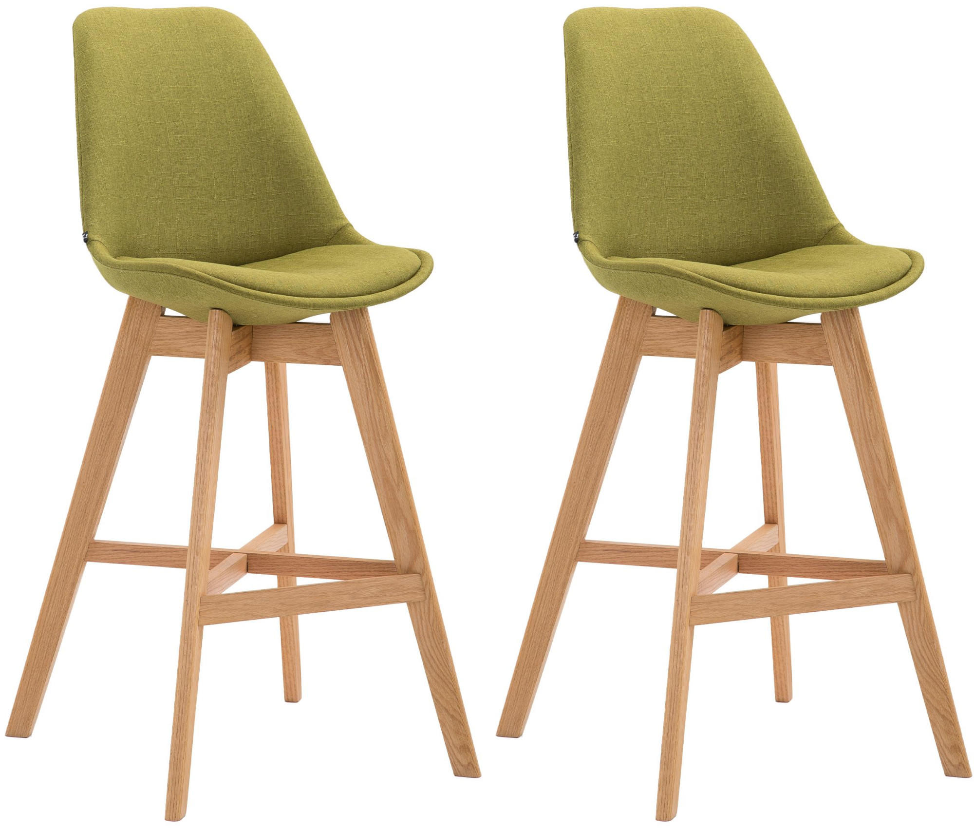 BARHOCKER 2er Set Stoff grün - Eukalyptusholzfarben/Grün, Holz/Textil (48/112/56cm) - CLP