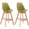 BARHOCKER 2er Set Stoff grün - Eukalyptusholzfarben/Grün, Holz/Textil (48/112/56cm) - CLP