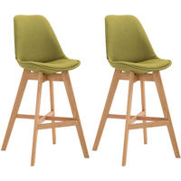 BARHOCKER 2er Set Stoff grün - Eukalyptusholzfarben/Grün, Holz/Textil (48/112/56cm) - CLP