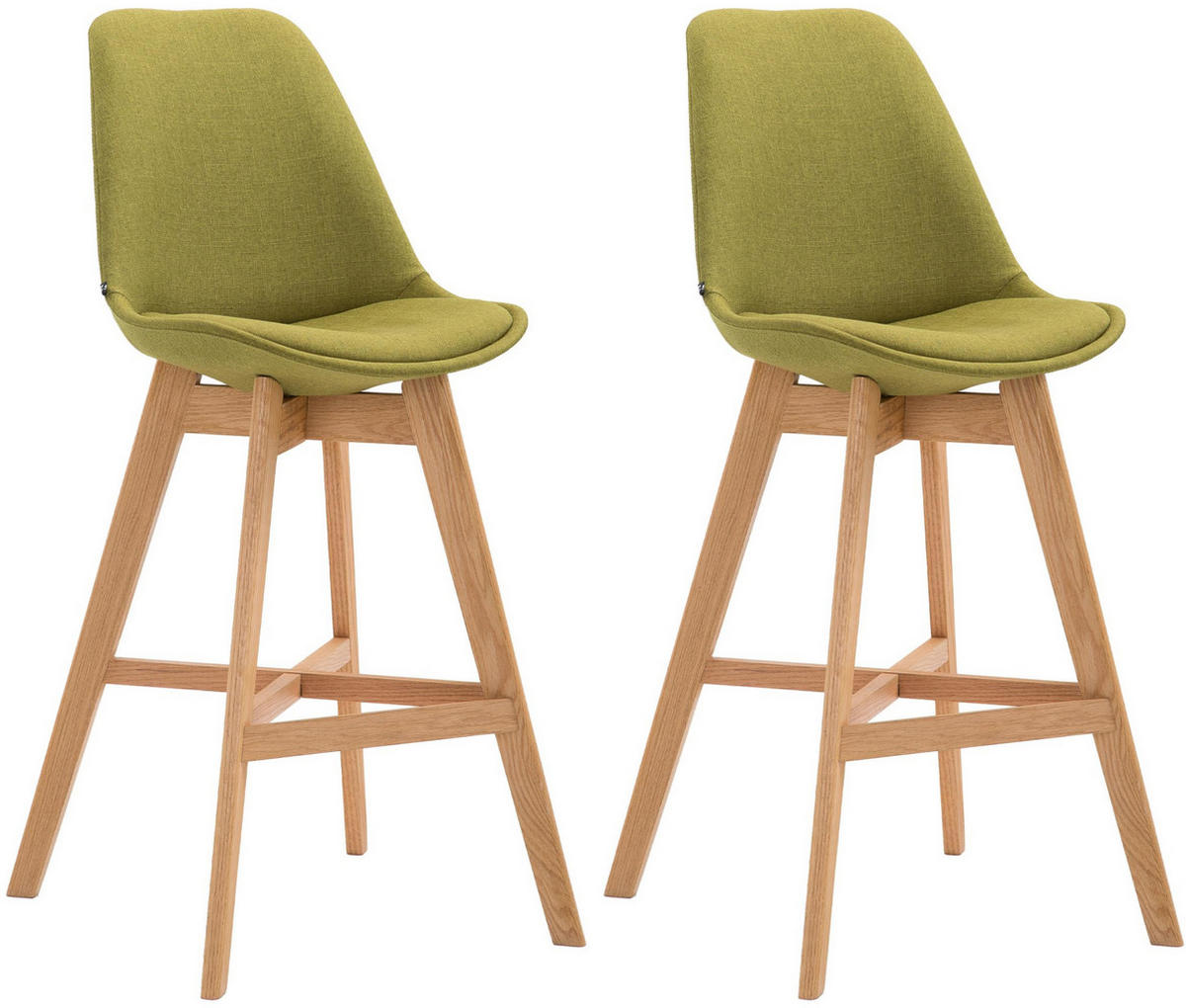 BARHOCKER 2er Set Stoff grün - Eukalyptusholzfarben/Grün, Holz/Textil (48/112/56cm) - CLP