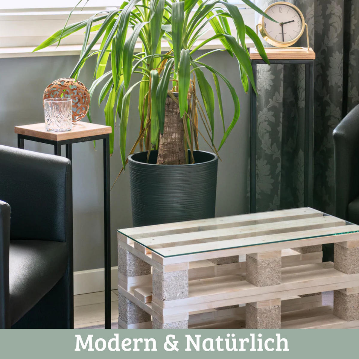 BLUMENSTÄNDER Holz LURI 70 cm hoch MDF Metallgestell - Braun, Holz (20/70/21cm) - DELUKE