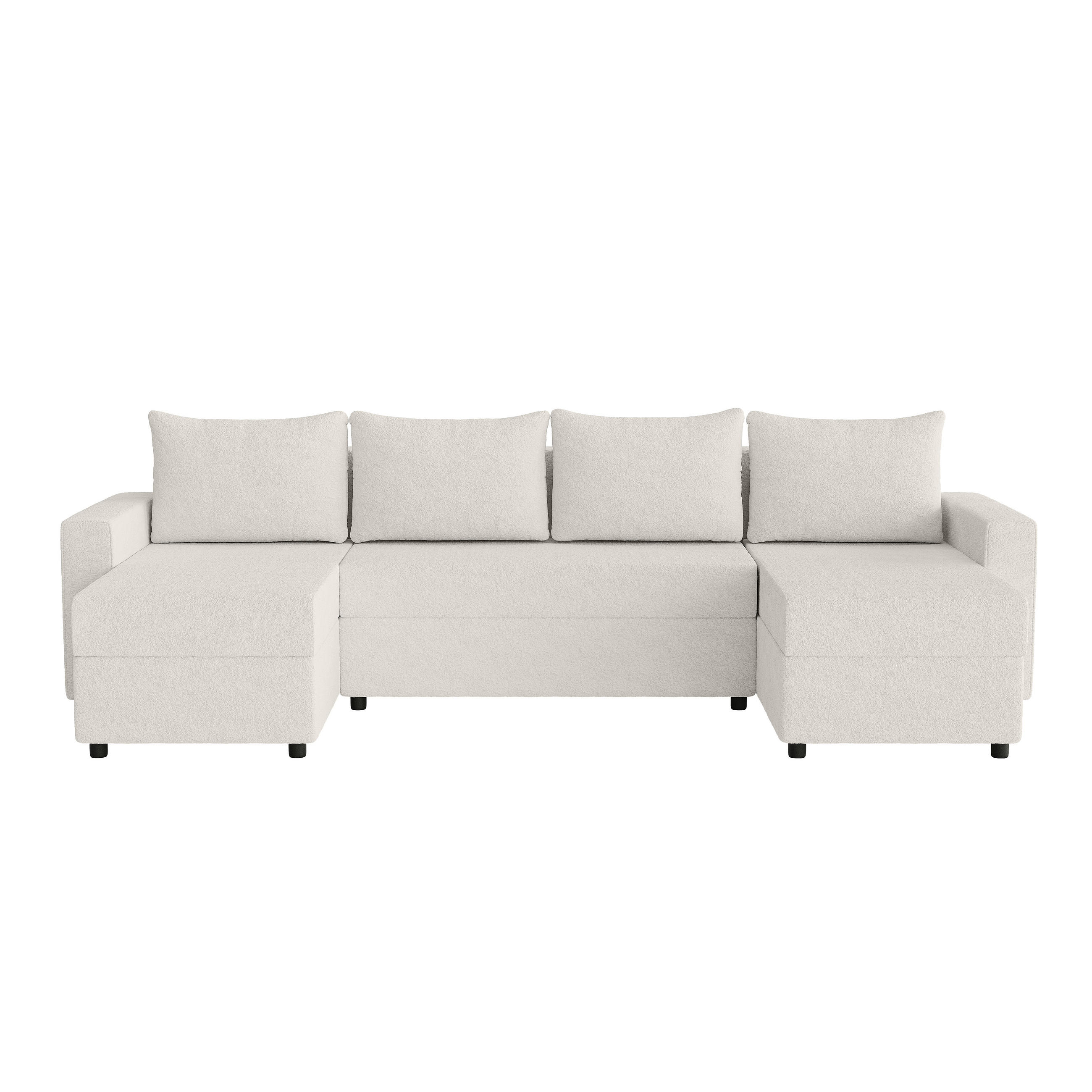 WOHNLANDSCHAFT Goka Lux U mit Schlaffunktion, Weiß - Weiß, Textil (298/72/146cm) - Fedve