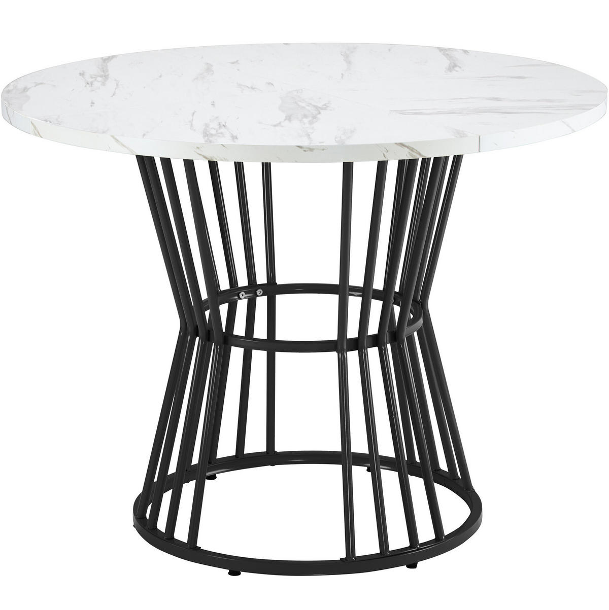 JÍDELNÍ stůl 100/100/75 cm černý z MDF a kovu s mramorovým dekorem - bílá, kompozitní dřevo (100/75/100cm) - OKWISH