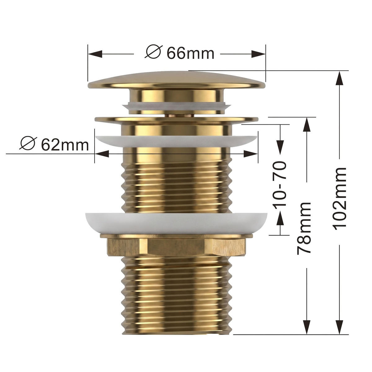 CLICK-CLACK-ABLAUFVENTIL Gold - Goldfarben, Metall (6.6/10.2/10.2cm) - Akord