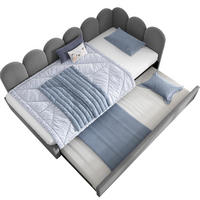 BETT mit Ausziehbett 90x200 cm Samt Grau - Grau, Holzwerkstoff (90/200cm) - Beauniv
