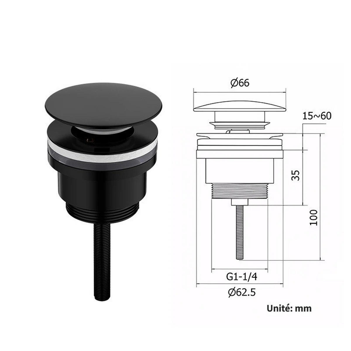 WASCHBECKENABLAUF – Schwarz – Schraubausführung - Schwarz, Metall (10/7/7cm)