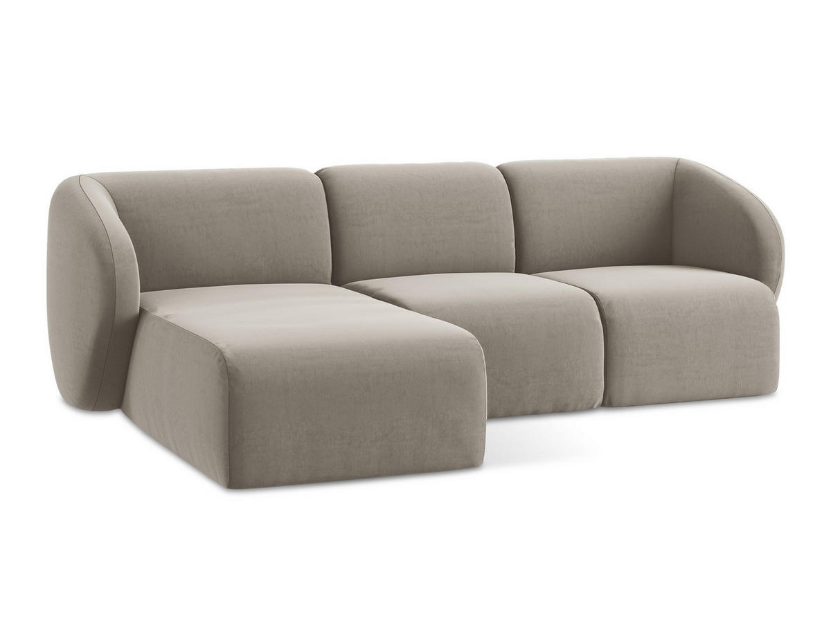 ECKSOFA Links Samt Stoff Grau - Taupe/Schwarz, Holzwerkstoff/Kunststoff (248/166cm) - Makamii