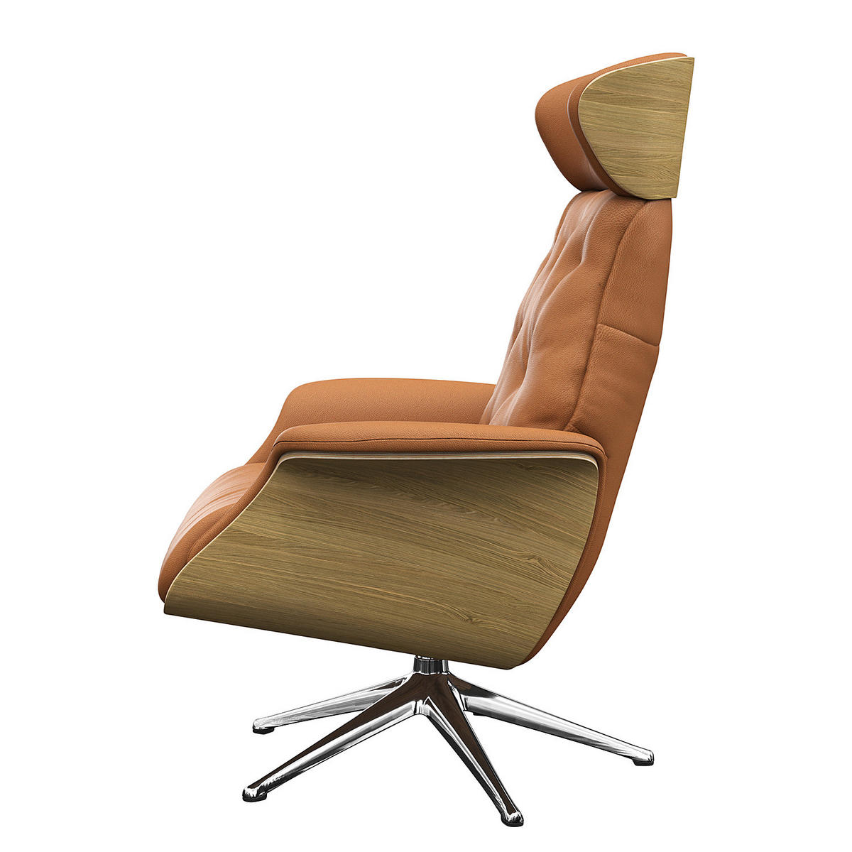 RELAXSESSEL - Echtleder - Chromfarben/Cognac, Leder/Metall (83/118/83cm) - home24