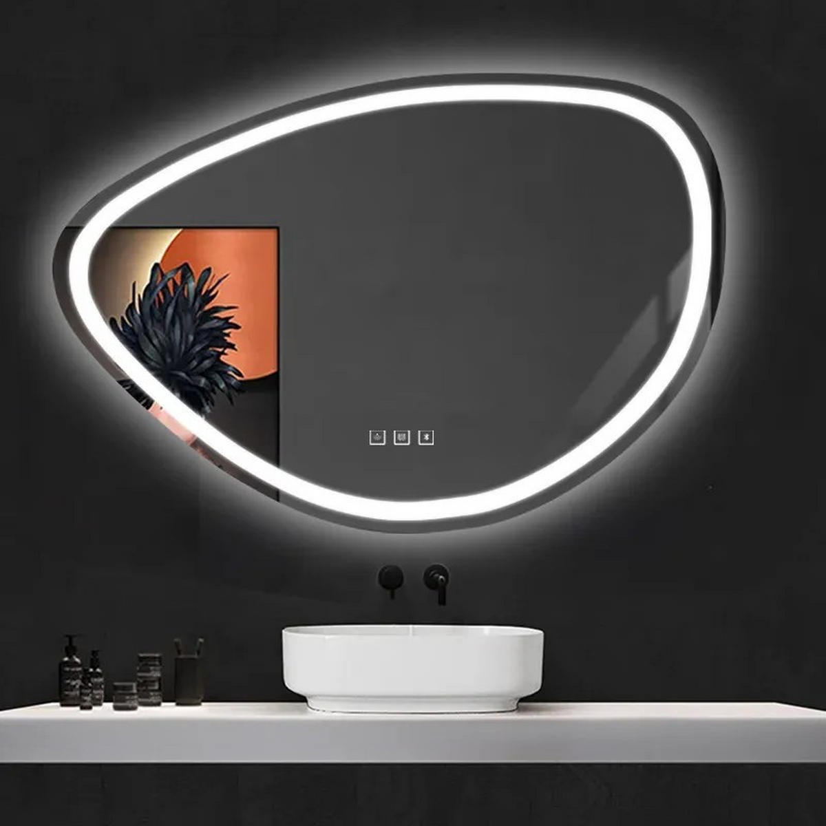 SPIEGEL Rea Led 70x100cm Fog - Grau, Glas (68/100/2cm) - REA