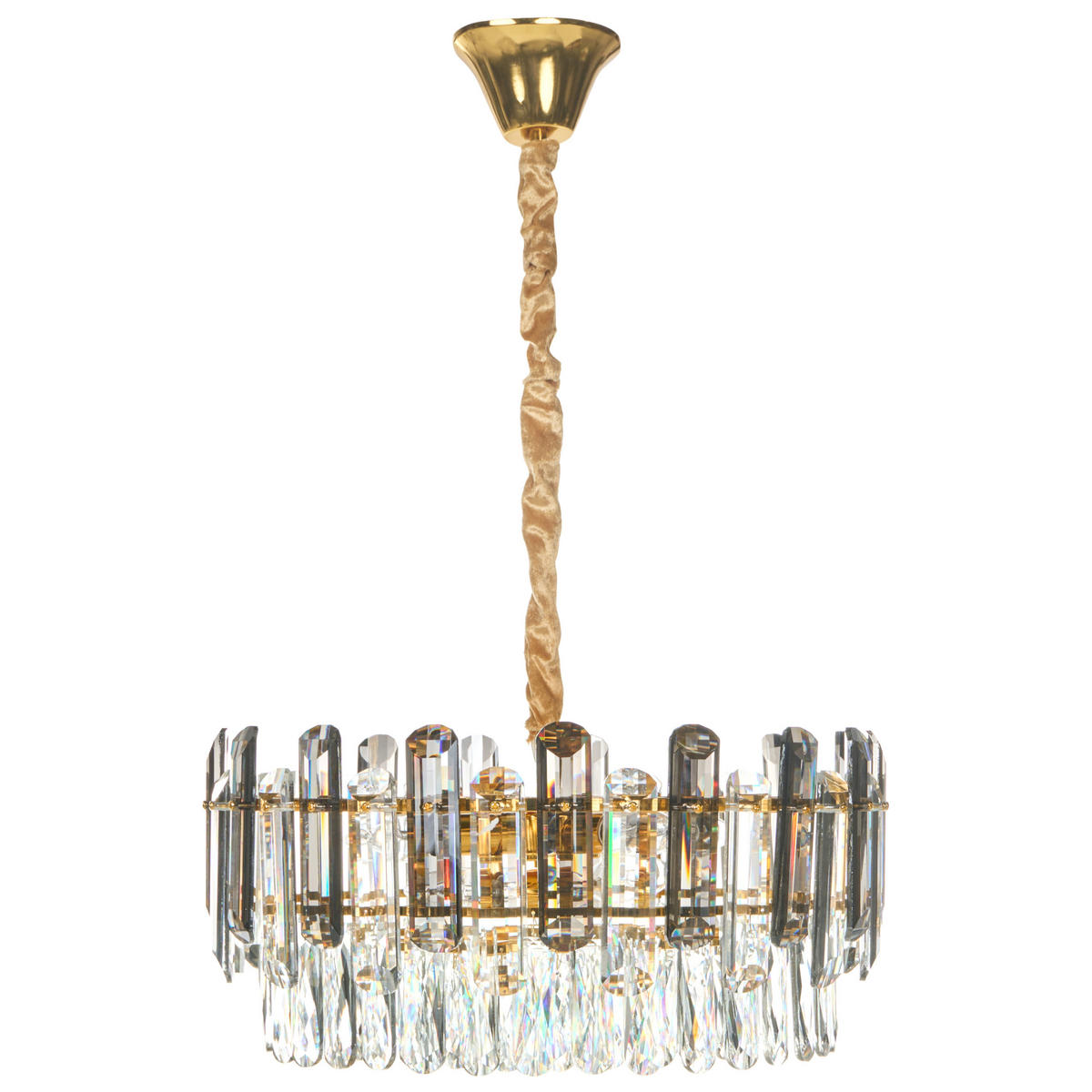 KRONLEUCHTER Glas Gold Mantaro - Transparent/Goldfarben, Glas (48/48/86cm) - Beliani