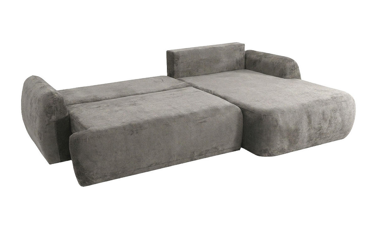ECKSOFA Mit Schlaffunktion Und Bettkasten, Chenille-Stoff Perfecto, Grau, Rechts, HELA II - Grau, Holz (280/184cm) - Kaiser Möbel