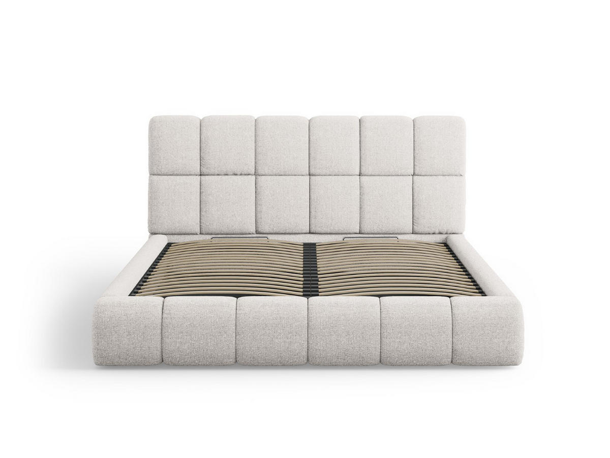 BETT mit Bettkasten und Kopfteil Bellis aus Chenille-Stoff hellgrau 160x200cm - Hellgrau, Textil (160/200cm) - Micadoni