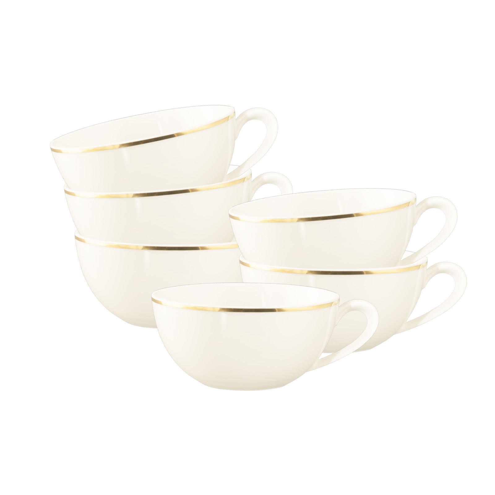 TEETASSEN Savona Goldlinie creme 170 ml 6er Set - Creme, Keramik (0.17L) - Seltmann Weiden